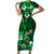 Fiji Masi Family Matching Short Sleeve Bodycon Dress and Hawaiian Shirt Fijian Hibiscus Tapa Green Version LT01 Mom's Dress Green - Polynesian Pride