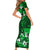 Fiji Masi Family Matching Short Sleeve Bodycon Dress and Hawaiian Shirt Fijian Hibiscus Tapa Green Version LT01 - Polynesian Pride