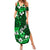 Fiji Masi Family Matching Summer Maxi Dress and Hawaiian Shirt Fijian Hibiscus Tapa Green Version LT01 Mom's Dress Green - Polynesian Pride