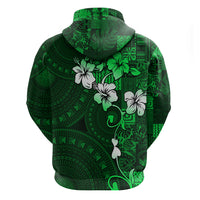 Fiji Masi Hoodie Fijian Hibiscus Tapa Green Version LT01 - Polynesian Pride