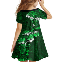 Fiji Masi Kid Short Sleeve Dress Fijian Hibiscus Tapa Green Version LT01 - Polynesian Pride