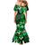 Fiji Masi Mermaid Dress Fijian Hibiscus Tapa Green Version LT01 - Polynesian Pride