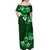 Fiji Masi Off Shoulder Maxi Dress Fijian Hibiscus Tapa Green Version LT01 - Polynesian Pride