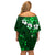 Fiji Masi Off Shoulder Short Dress Fijian Hibiscus Tapa Green Version LT01 - Polynesian Pride