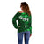 Fiji Masi Off Shoulder Sweater Fijian Hibiscus Tapa Green Version LT01 - Polynesian Pride