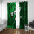 Fiji Masi Window Curtain Fijian Hibiscus Tapa Green Version LT01 With Grommets Green - Polynesian Pride