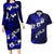 Fiji Masi Couples Matching Long Sleeve Bodycon Dress and Hawaiian Shirt Fijian Hibiscus Navy Blue Gold Version LT01 Blue - Polynesian Pride