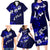 Fiji Masi Family Matching Long Sleeve Bodycon Dress and Hawaiian Shirt Fijian Hibiscus Navy Blue Gold Version LT01 - Polynesian Pride