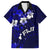 Fiji Masi Family Matching Long Sleeve Bodycon Dress and Hawaiian Shirt Fijian Hibiscus Navy Blue Gold Version LT01 Dad's Shirt - Short Sleeve Blue - Polynesian Pride