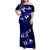 Fiji Masi Family Matching Off Shoulder Maxi Dress and Hawaiian Shirt Fijian Hibiscus Navy Blue Gold Version LT01 Mom's Dress Blue - Polynesian Pride