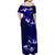 Fiji Masi Family Matching Off Shoulder Maxi Dress and Hawaiian Shirt Fijian Hibiscus Navy Blue Gold Version LT01 - Polynesian Pride