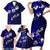 Fiji Masi Family Matching Short Sleeve Bodycon Dress and Hawaiian Shirt Fijian Hibiscus Navy Blue Gold Version LT01 - Polynesian Pride