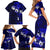 Fiji Masi Family Matching Short Sleeve Bodycon Dress and Hawaiian Shirt Fijian Hibiscus Navy Blue Gold Version LT01 - Polynesian Pride