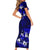 Fiji Masi Family Matching Short Sleeve Bodycon Dress and Hawaiian Shirt Fijian Hibiscus Navy Blue Gold Version LT01 - Polynesian Pride