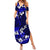 Fiji Masi Family Matching Summer Maxi Dress and Hawaiian Shirt Fijian Hibiscus Navy Blue Gold Version LT01 Mom's Dress Blue - Polynesian Pride