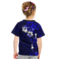 Fiji Masi Kid T Shirt Fijian Hibiscus Navy Blue Gold Version LT01 - Polynesian Pride
