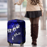 Fiji Masi Luggage Cover Fijian Hibiscus Navy Blue Gold Version LT01 - Polynesian Pride