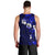 Fiji Masi Men Tank Top Fijian Hibiscus Navy Blue Gold Version LT01 - Polynesian Pride