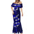 Fiji Masi Mermaid Dress Fijian Hibiscus Navy Blue Gold Version LT01 - Polynesian Pride