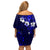 Fiji Masi Off Shoulder Short Dress Fijian Hibiscus Navy Blue Gold Version LT01 - Polynesian Pride