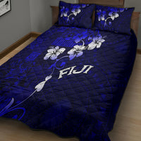 Fiji Masi Quilt Bed Set Fijian Hibiscus Navy Blue Gold Version LT01 - Polynesian Pride
