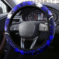 Fiji Masi Steering Wheel Cover Fijian Hibiscus Navy Blue Gold Version
