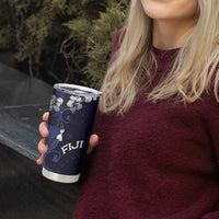 Fiji Masi Tumbler Cup Fijian Hibiscus Tapa Navy Blue Version