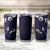 Fiji Masi Tumbler Cup Fijian Hibiscus Tapa Navy Blue Version