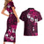 Fiji Masi Couples Matching Short Sleeve Bodycon Dress and Hawaiian Shirt Fijian Hibiscus Tapa Pink Version LT01 - Polynesian Pride