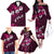 Fiji Masi Family Matching Off Shoulder Long Sleeve Dress and Hawaiian Shirt Fijian Hibiscus Tapa Pink Version LT01 - Polynesian Pride