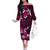 Fiji Masi Family Matching Off Shoulder Long Sleeve Dress and Hawaiian Shirt Fijian Hibiscus Tapa Pink Version LT01 Mom's Dress Pink - Polynesian Pride