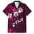 Fiji Masi Family Matching Off Shoulder Maxi Dress and Hawaiian Shirt Fijian Hibiscus Tapa Pink Version LT01 Dad's Shirt - Short Sleeve Pink - Polynesian Pride