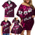 Fiji Masi Family Matching Off Shoulder Short Dress and Hawaiian Shirt Fijian Hibiscus Tapa Pink Version LT01 - Polynesian Pride