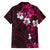 Fiji Masi Family Matching Off Shoulder Short Dress and Hawaiian Shirt Fijian Hibiscus Tapa Pink Version LT01 - Polynesian Pride