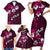 Fiji Masi Family Matching Short Sleeve Bodycon Dress and Hawaiian Shirt Fijian Hibiscus Tapa Pink Version LT01 - Polynesian Pride