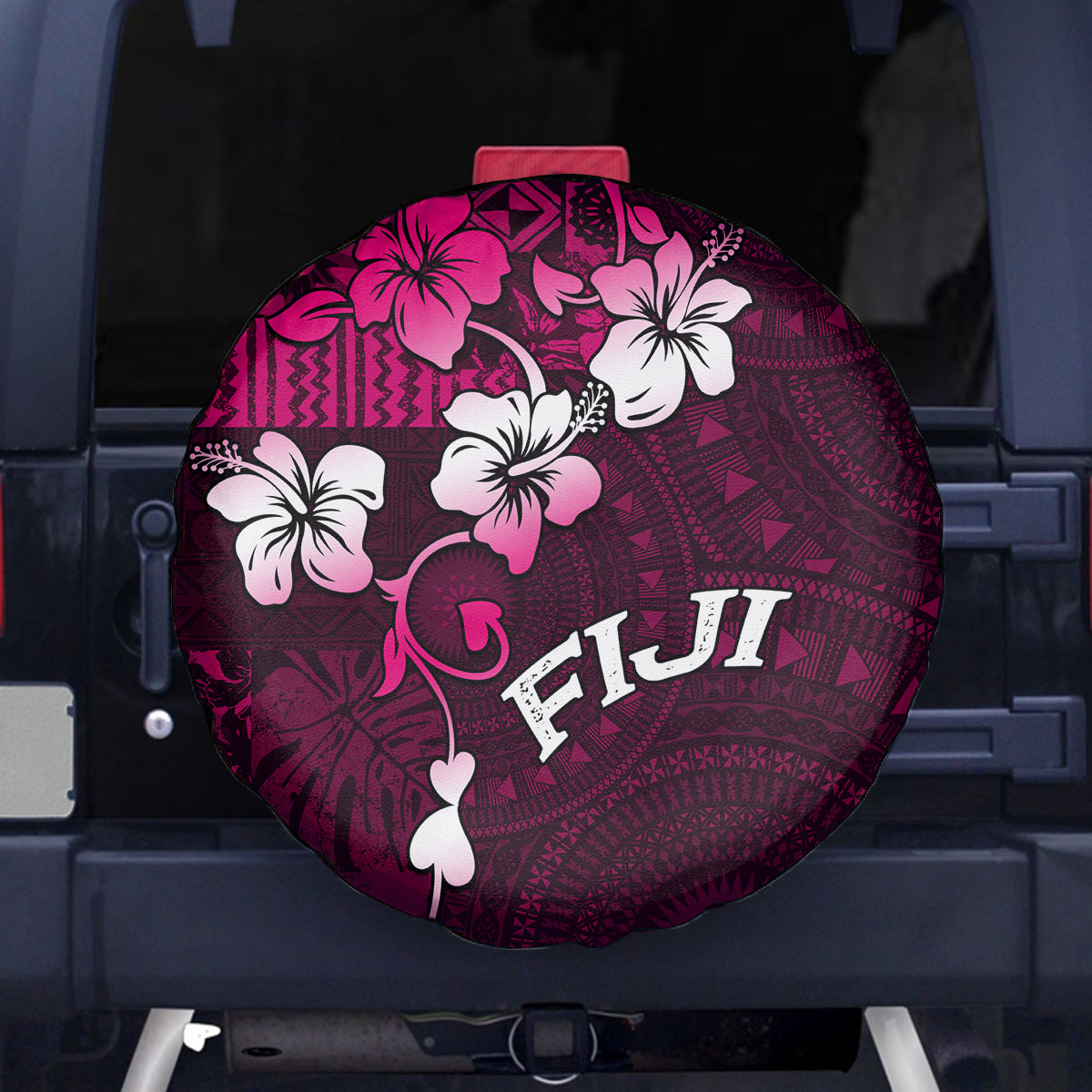 Fiji Masi Spare Tire Cover Fijian Hibiscus Tapa Pink Version LT01 Pink - Polynesian Pride