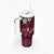 Fiji Masi Tumbler With Handle Fijian Hibiscus Tapa Pink Version