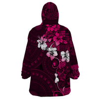 Fiji Masi Wearable Blanket Hoodie Fijian Hibiscus Tapa Pink Version LT01 - Polynesian Pride