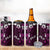 Fiji Masi 4 in 1 Can Cooler Tumbler Fijian Hibiscus Tapa Purple Version