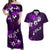 Fiji Masi Couples Matching Off Shoulder Maxi Dress and Hawaiian Shirt Fijian Hibiscus Tapa Purple Version LT01 Purple - Polynesian Pride