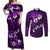 Fiji Masi Couples Matching Off Shoulder Maxi Dress and Long Sleeve Button Shirt Fijian Hibiscus Tapa Purple Version LT01 Purple - Polynesian Pride