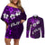 Fiji Masi Couples Matching Off Shoulder Short Dress and Long Sleeve Button Shirt Fijian Hibiscus Tapa Purple Version LT01 Purple - Polynesian Pride