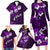 Fiji Masi Family Matching Long Sleeve Bodycon Dress and Hawaiian Shirt Fijian Hibiscus Tapa Purple Version LT01 - Polynesian Pride