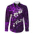 Fiji Masi Family Matching Long Sleeve Bodycon Dress and Hawaiian Shirt Fijian Hibiscus Tapa Purple Version LT01 Dad's Shirt - Long Sleeve Purple - Polynesian Pride