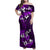 Fiji Masi Family Matching Off Shoulder Maxi Dress and Hawaiian Shirt Fijian Hibiscus Tapa Purple Version LT01 Mom's Dress Purple - Polynesian Pride