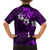 Fiji Masi Family Matching Off Shoulder Short Dress and Hawaiian Shirt Fijian Hibiscus Tapa Purple Version LT01 - Polynesian Pride