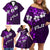 Fiji Masi Family Matching Off Shoulder Short Dress and Hawaiian Shirt Fijian Hibiscus Tapa Purple Version LT01 - Polynesian Pride