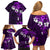 Fiji Masi Family Matching Off Shoulder Short Dress and Hawaiian Shirt Fijian Hibiscus Tapa Purple Version LT01 - Polynesian Pride