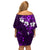 Fiji Masi Family Matching Off Shoulder Short Dress and Hawaiian Shirt Fijian Hibiscus Tapa Purple Version LT01 - Polynesian Pride