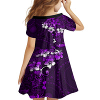 Fiji Masi Kid Short Sleeve Dress Fijian Hibiscus Tapa Purple Version LT01 - Polynesian Pride